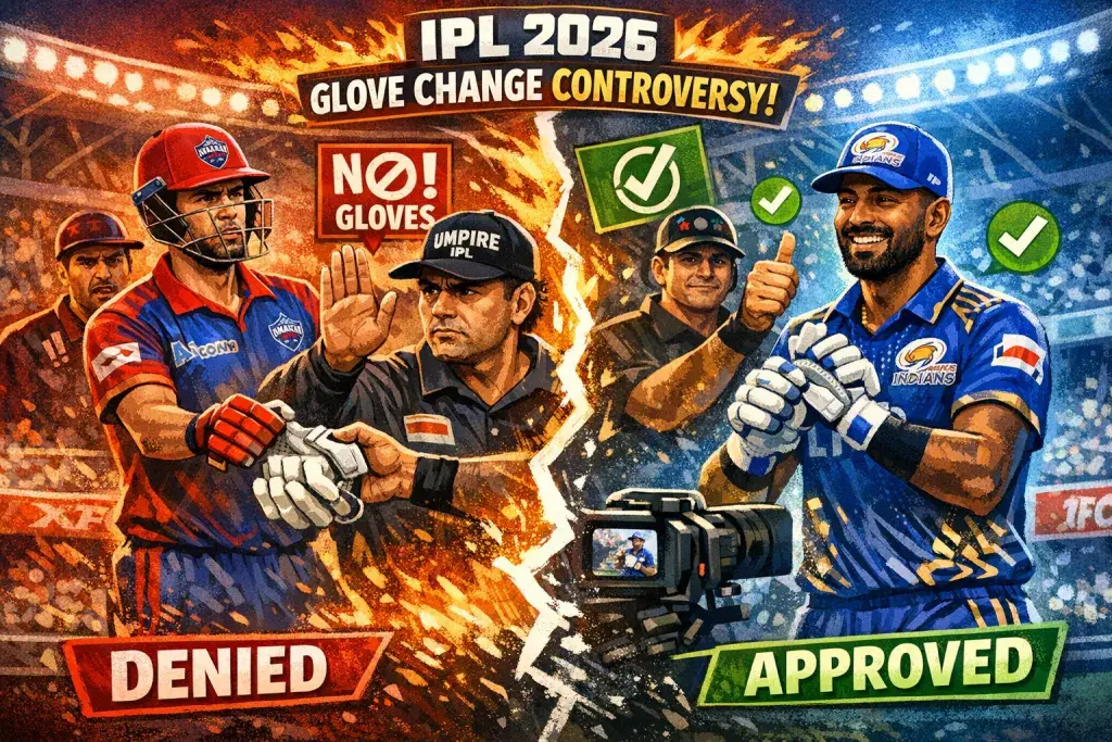 Inconsistent Umpiring Decisions Over Glove Changes Ignite IPL 2026 Controversy